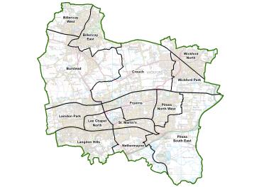 A map of draft proposals for new electoral arrangements in Basildon