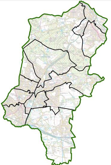 A map of draft proposals for new electoral arrangements in Cannock Chase
