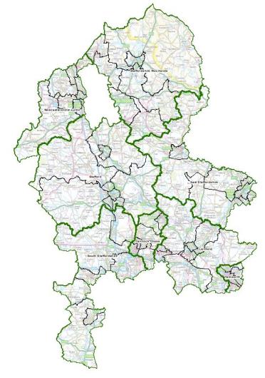 A map of current divisions in Staffordshire