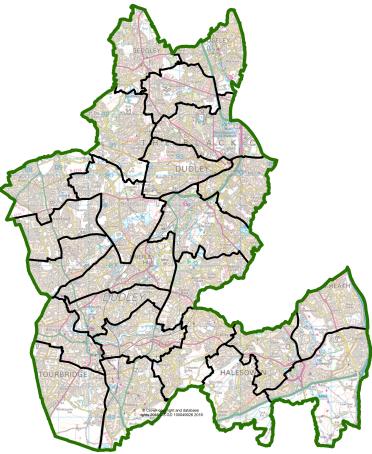 A map of current wards in Dudley