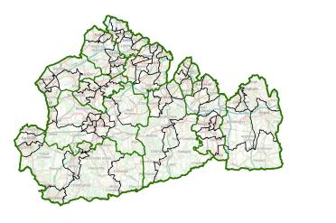 A map of current divisions in Surrey