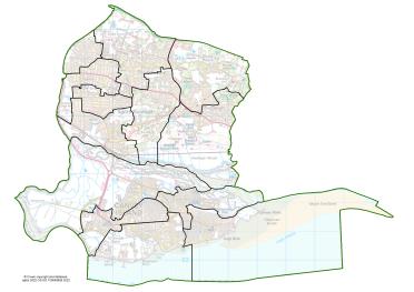 A map of draft proposals for new electoral arrangements in Castle Point