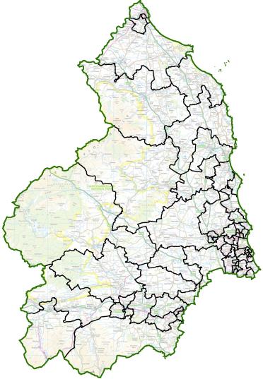 A map of current divisions in Northumberland