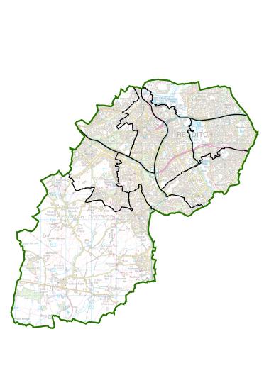 A map of draft proposals for new electoral arrangements in Redditch