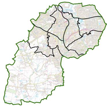 A map of final proposals for new electoral arrangements in Redditch