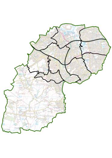 A map of current wards in Redditch