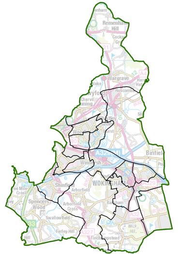 A map of current wards in Wokingham