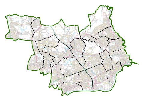 North Tyneside, full district no labels map