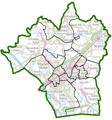 A map of current wards in Brentwood