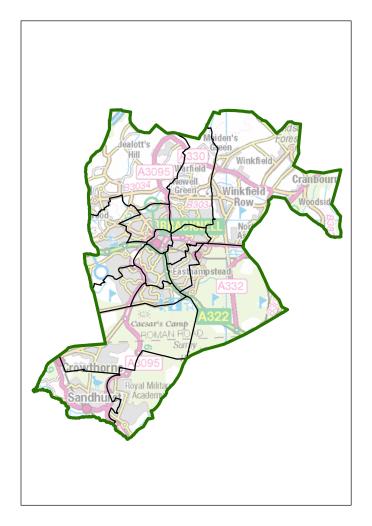 A map of draft proposals for new electoral arrangements in Bracknell Forest